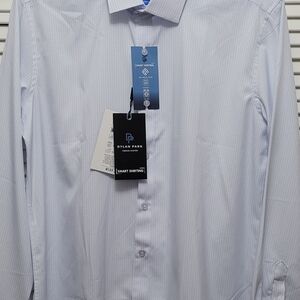Dylan Park Slim Fit Check Light Blue Long Sleeve Men's Dress Shirt 16-16½ Large